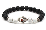 Lava Bead Power Bracelet With Fatima Palm Pendant