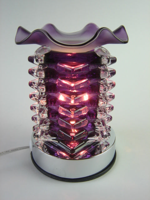 Glass Steps Aroma Lamp Blue, Clear, Black, Red or Purple