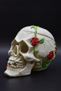 White Skull with Roses Aroma Lamp