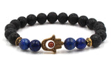Lava Bead Power Bracelet With Fatima Palm Pendant