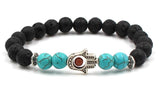 Lava Bead Power Bracelet With Fatima Palm Pendant