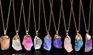 Necklace with Rough Crystal Quarts Healing Stone