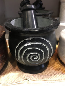 Mortar & Pestle Black spiral